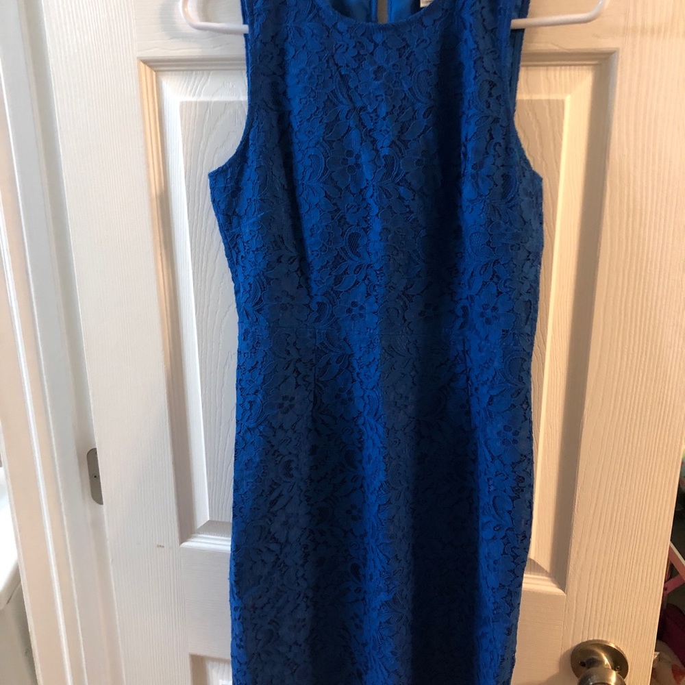 J crew blue lace sheath dress size 4